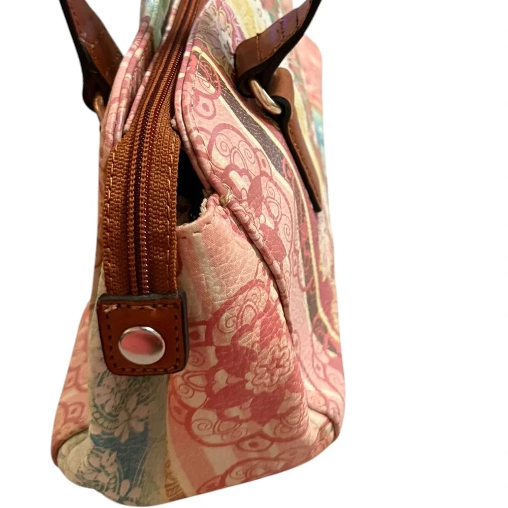 VTG Y2K Fossil Coronado Bohemian Multicolor Patchwork Bag Leather Cottage